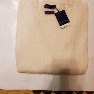 Alan Flusser Men's Ivory Crewneck Cashmere Sweater NWT Size L